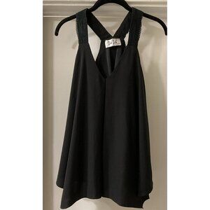 VaVa by Joy Han Black Flowy Racer Back Tank Blouse S